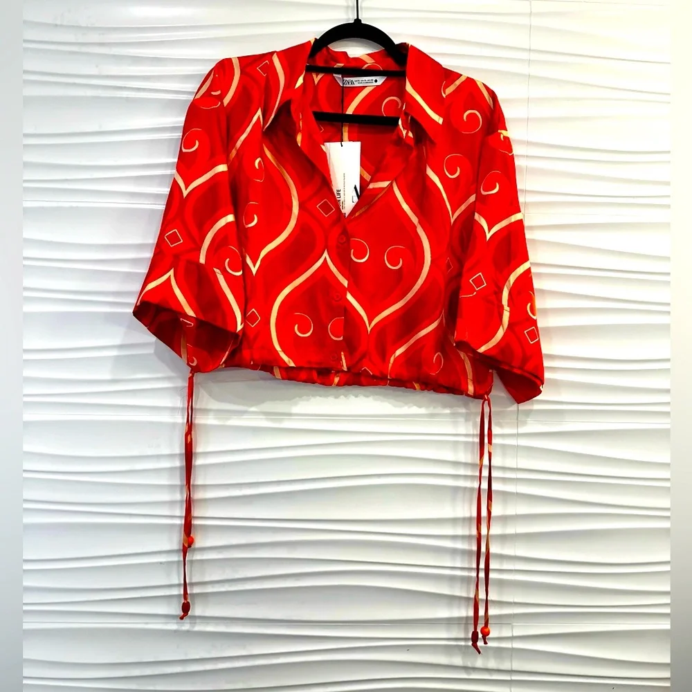 NWT Retro Summer Spring Zara Print Top - Picture 8 of 14